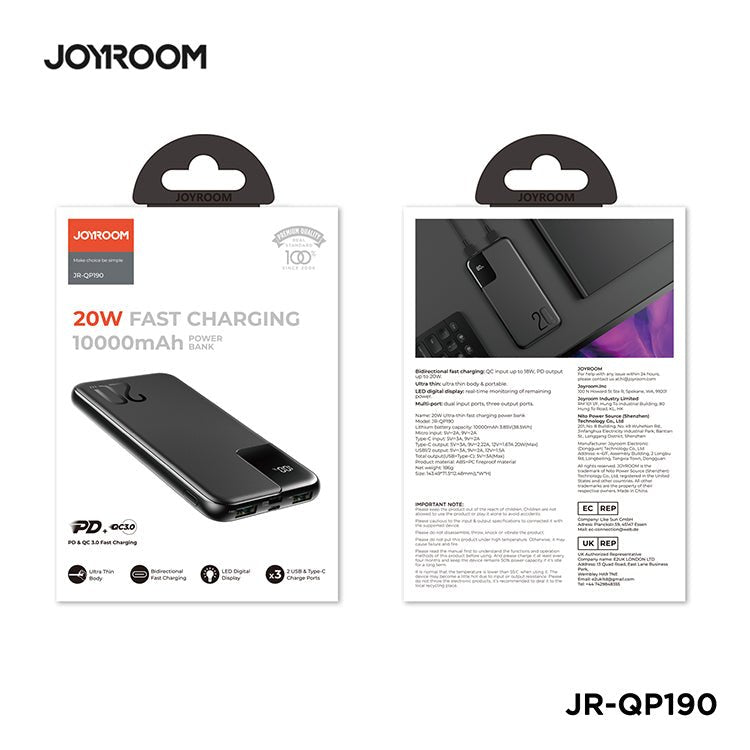 Joyroom 20W Fast Charging LCD Display Power Bank QP190 - Mobile123
