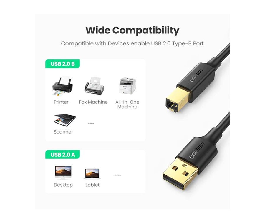 Ugreen 10350 USB 2.0 Printer Scanner Cable - Mobile123